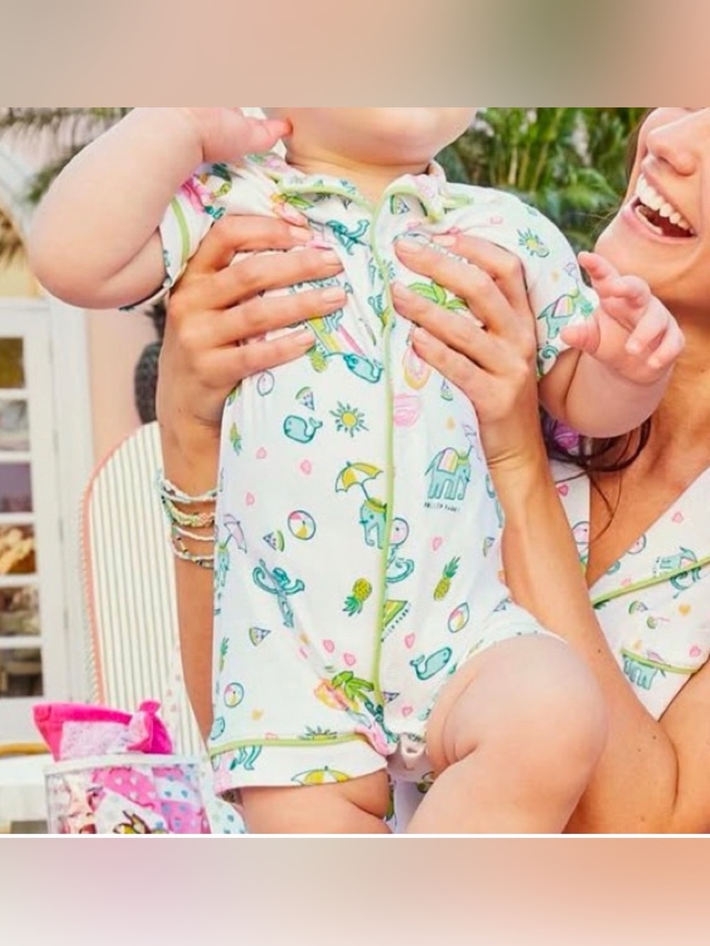 ROLLER RABBIT Infant Pool Party Polo Onesie - 3-6M